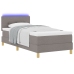 Cama Box Spring  con Colchón y LED Taupe 100x200 cm Tela