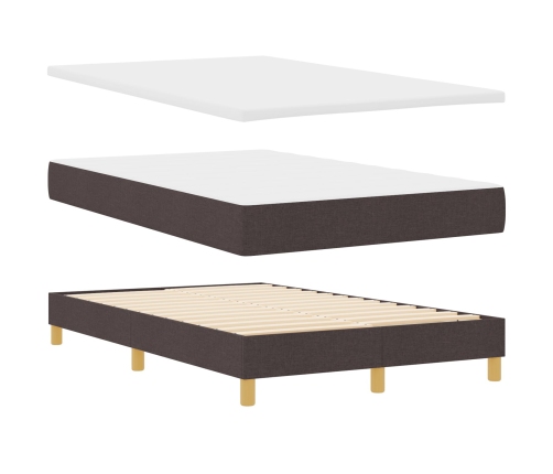 Cama con somier  con colchón y LED marrón oscuro 120x200 cm tela
