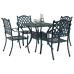 Conjunto de Comedor de Jardín de 5 Piezas  en Verde de Aluminio Fundido