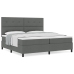 Cama con base y colchón gris oscuro 200x200 cm de tela