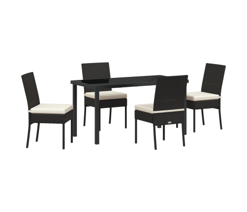Conjunto de Comedor de Jardín  de 5 Piezas Negro Poliratán