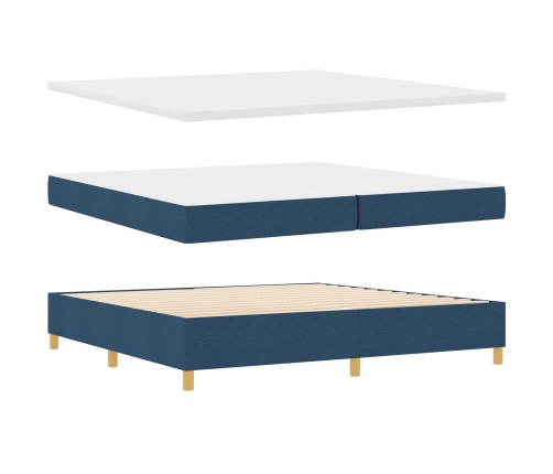 Cama con Somier  y Colchón & LED Azul 200x200 cm Tela