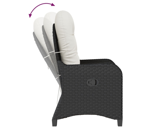 Sillón reclinable  con cojín de poliratán negro