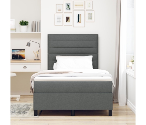 Cama con Box Spring  con Colchón Gris Oscuro 120x200 cm Tela