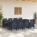 Juego de Comedor de Jardín de 9 Piezas con Cojines Anthracite Poly Rattan