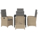 Juego de comedor de jardín de 5 piezas con cojines Beige Poliratán