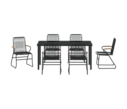 Conjunto de comedor de jardín de 7 piezas  Negro Ratán PVC