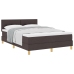 Cama con somier  con colchón marrón oscuro 140x200 cm tela