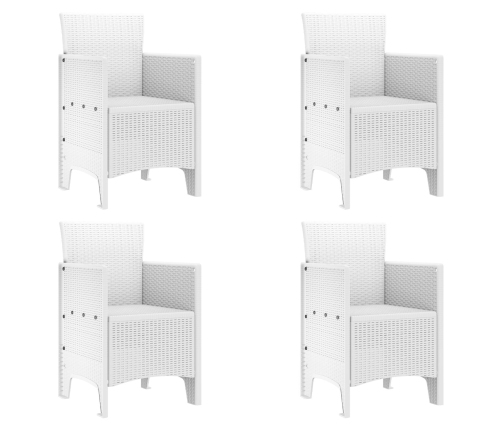 Juego de Comedor de Jardín de 5 Piezas Rattan Poliéster Blanco