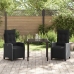 Conjunto de Comedor de Jardín de 3 Piezas Ratán Poliéster Negro