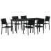 Juego de Comedor de Jardín  de 7 Piezas Negro de Polipropileno