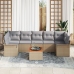 Conjunto de Sofá de Jardín  de 8 Piezas con Cojines Beige Ratán Poliéster Acacia