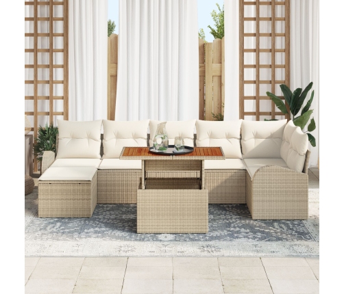 Set de Comedor de Jardín  de 8 Piezas con Cojines Beige y Marrón