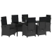 Set de comedor de jardín de 7 piezas con cojines - Poliratán negro