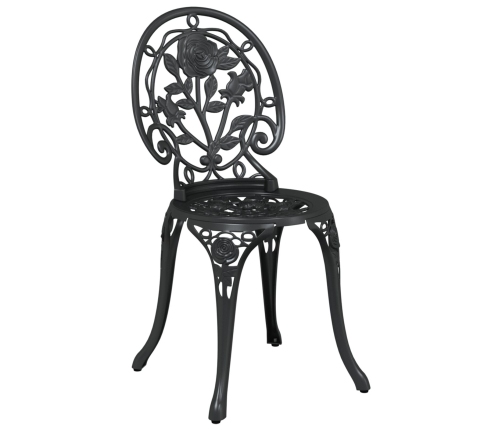 Conjunto de Bistro de Jardín de 3 Piezas  Negro de Aluminio Fundido