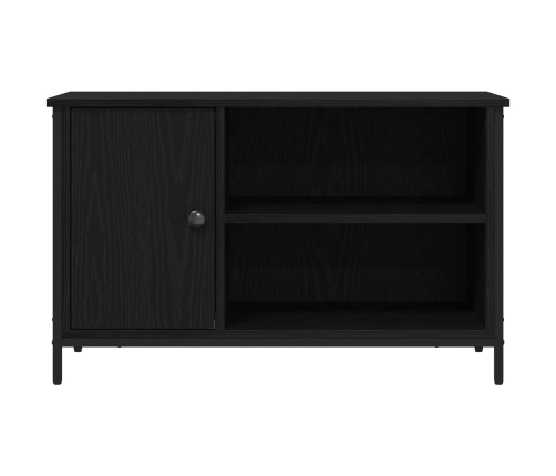 Aparador de TV  Negro Roble 80x40x50 cm Madera Ingeniada y Acero