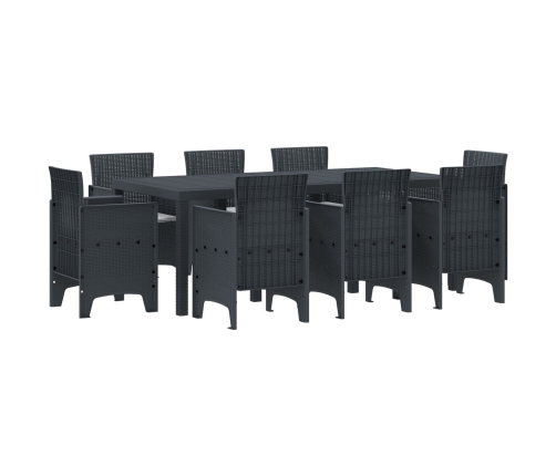 Juego de Comedor de Jardín de 9 Piezas con Cojines Anthracite Poliratan