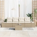 Conjunto de Sofá de Jardín de 5 Piezas  con Cojines Beige de Ratán Sintético