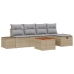 Juego de Sofá de Jardín  Conjunto de 6 Beige, Gris Ratán, Poliéster