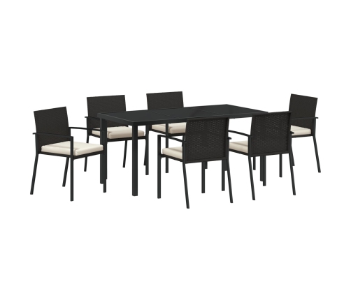 Conjunto de Comedor de Jardín de 7 Piezas Poliratán Negro