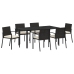 Conjunto de Comedor de Jardín de 7 Piezas Poliratán Negro