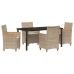 Set de Comedor de Jardín  de 5 Piezas con Cojines Beige de Polirratán