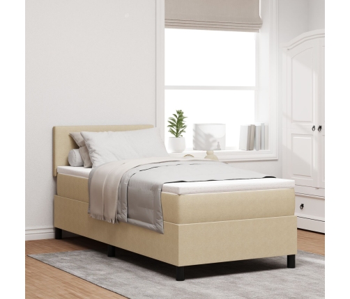 Cama con Box Spring  con Colchón Beige 90x200 cm Tela de Corduroy