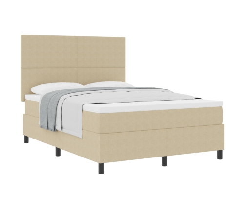 Cama con Base Tapizada con Colchón Verde Claro Gris 140x200 cm Tela de Corduroy