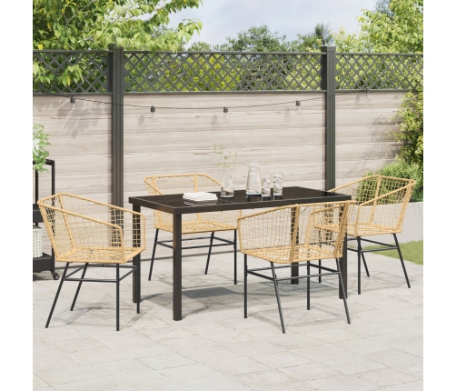 Conjunto de comedor de jardín  de 5 piezas Marrón Ratán Versátil