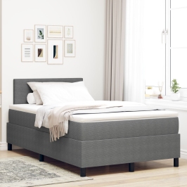 Cama con Box Spring con Colchón Gris Claro 120x200 cm Tela de Pana