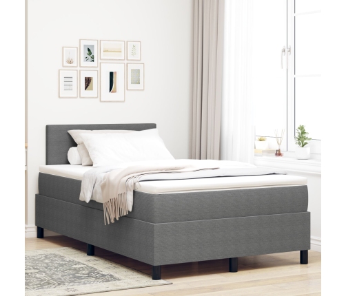 Cama con Box Spring con Colchón Gris Claro 120x200 cm Tela de Pana