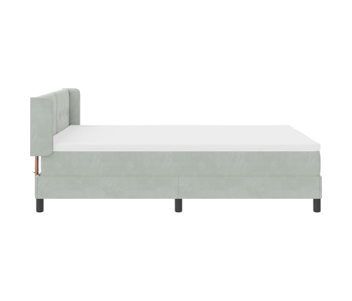 Cama Box Spring  con Colchón Gris Claro 140x200 cm Aterciopelado