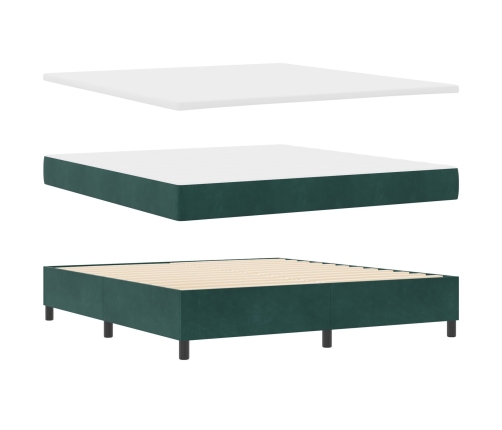 Cama con somier y colchón verde oscuro de  tamaño súper king de terciopelo