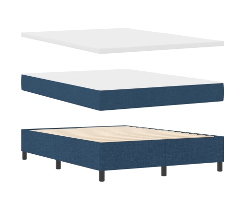 Cama Box Spring con Colchón Azul 160x200 cm de Tela