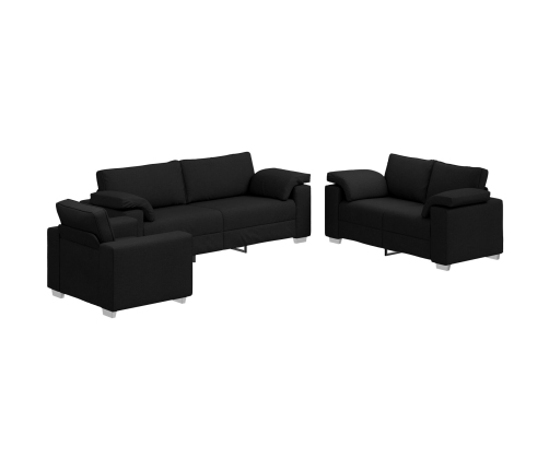 Set de Sofá de 3 Piezas con Cojines Tela Negra