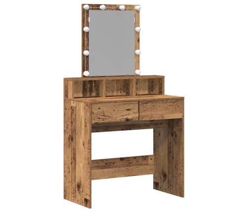 Mesa de Maquillaje con Espejo y Luces LED Madera Vieja Madera Ingenierizada