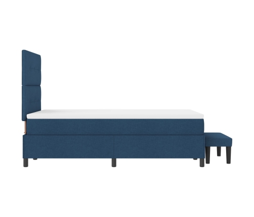 Cama con Box Spring y Colchón Azul 120x200 cm Tela