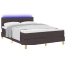 Cama Box Spring  con Colchón y LED Marrón Oscuro 140x190 cm Tela