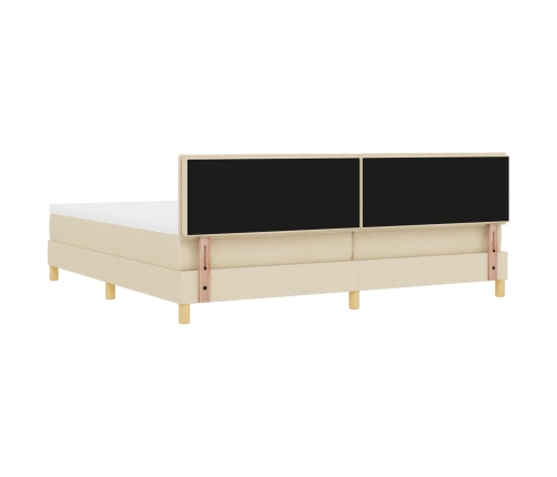 Cama con Base de Resortes con Colchón Crema 200x200 cm Tela