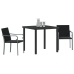 Conjunto de Comedor de Jardín de 3 Piezas con Cojines de Polirratán Negro