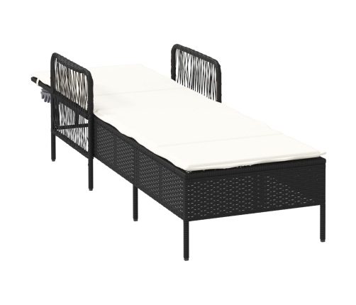 Tumbona  Negra y crema Ratán PE 157 x 55 x 92 cm