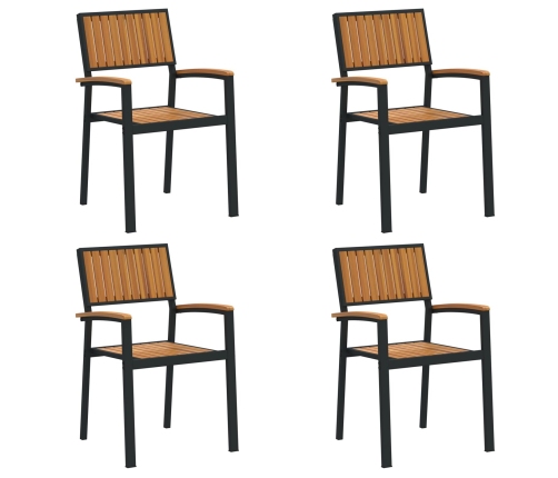 Sillas de exterior  4 pcs apilables de madera maciza de acacia y metal