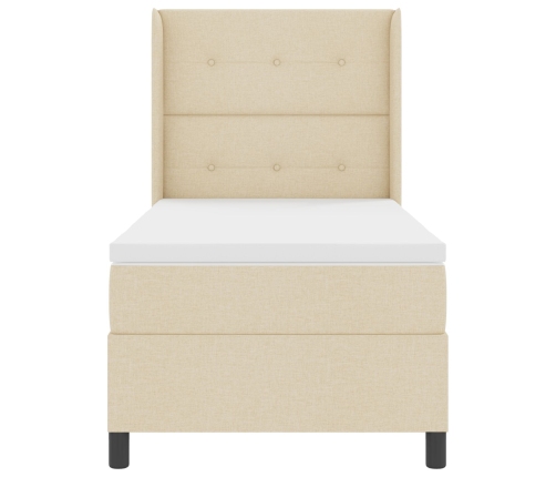 Cama con Box Spring y Colchón  Crema 100x200 cm Tela