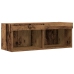 Mueble de pared para TV  con luces LED de madera envejecida 80x30x30 cm