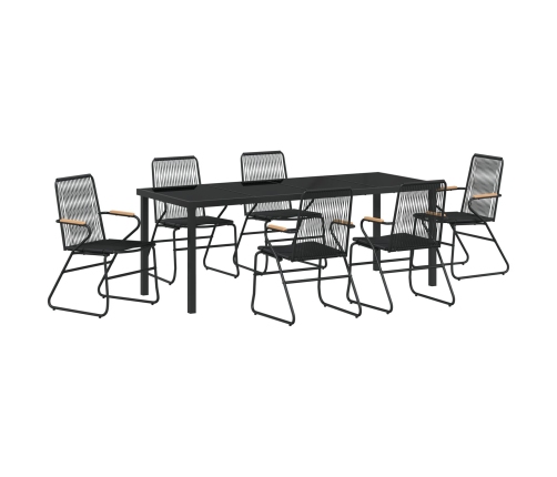 Conjunto de Comedor de Jardín de 7 Piezas  Negro Rattan PVC