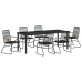 Conjunto de Comedor de Jardín de 7 Piezas  Negro Rattan PVC