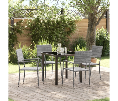 Juego de Comedor de Jardín de 5 Piezas Gris Poliratán