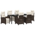 Set de Comedor de Jardín de 7 Piezas Marrón Ratán Poliéster