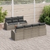 Conjunto de Sofá de Jardín de 8 Piezas con Cojines Gris Poliratán Acacia