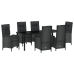 Set de comedor de jardín  7 piezas negro ratán polivalente